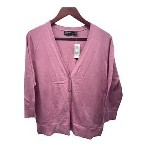 New York Company Women's XL Pink Button Up Sweater